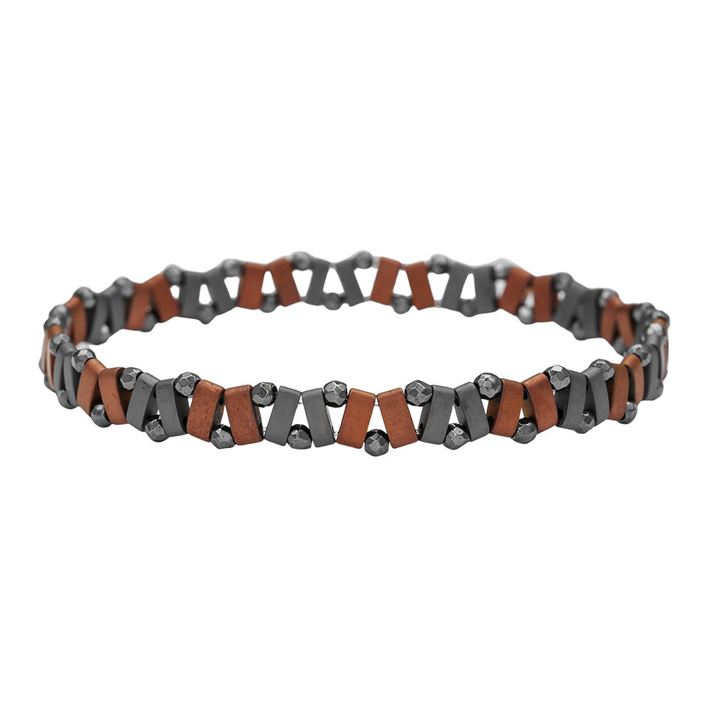 Minimalist Hip-hop Sporty Round Geometric Hematite Handmade Beaded Bracelet for Men and Women