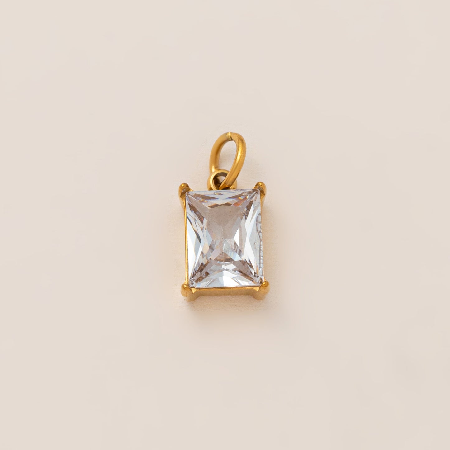 Vintage Geometric Stainless Steel 18K Gold Plated PVD Cubic Zirconia Pendant Necklace Charm Bar for Unisex