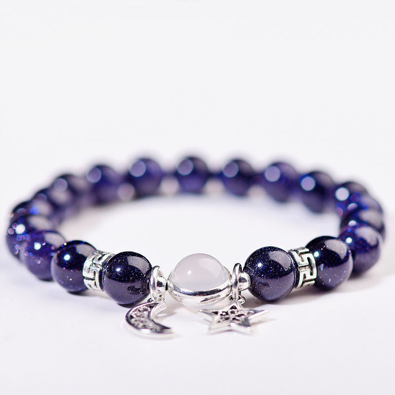 Vintage Ethnic Handmade Natural Volcanic Stone Snowflake Stone Beaded Bracelet Unisex 10mm 8mm Elastic