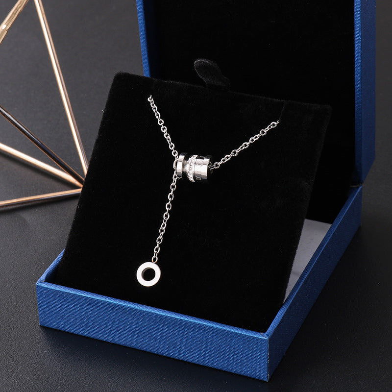 Minimalist Geometric Titanium Steel Pendant Necklace with Plated Finish for Women and Men