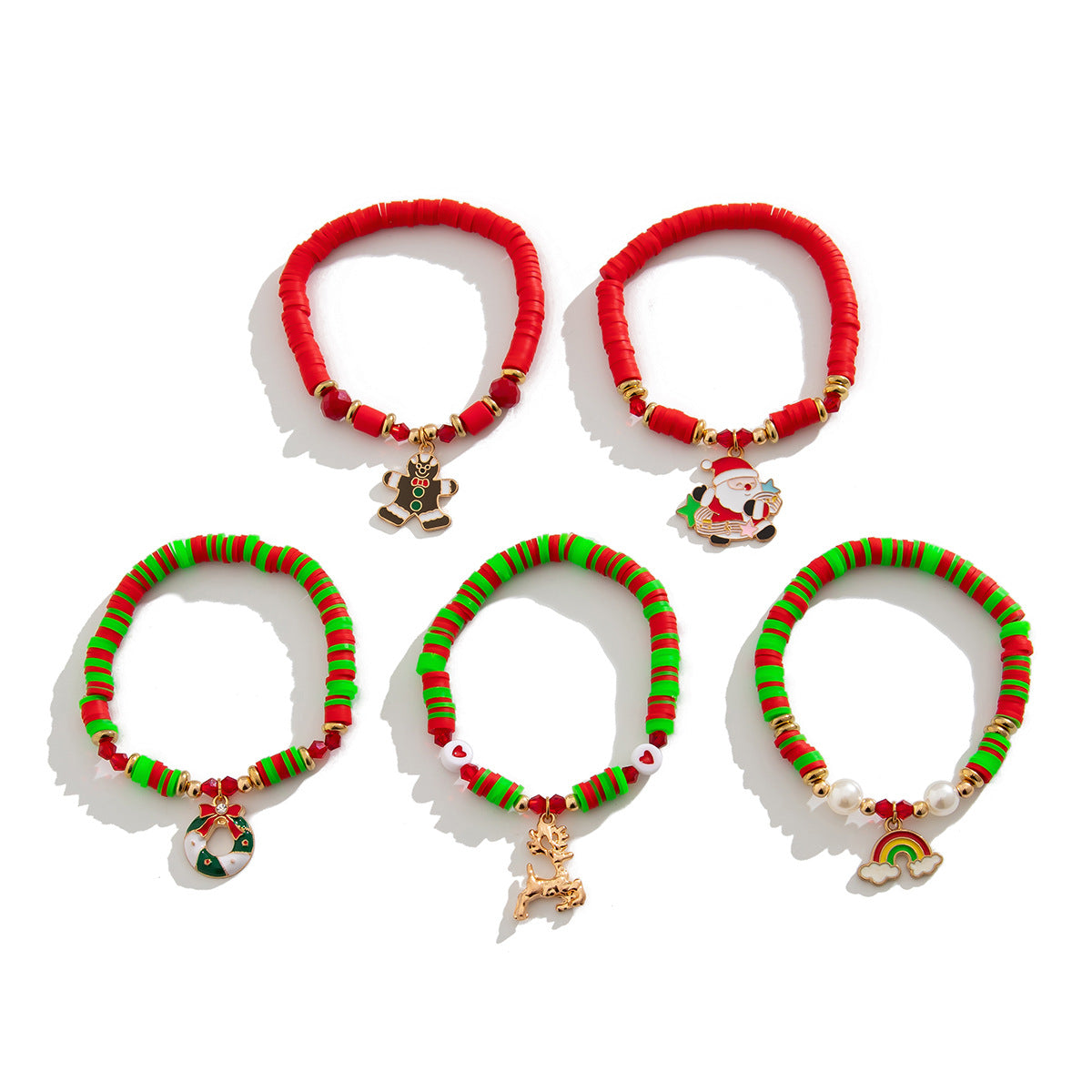 Minimalist Colorful Letter and Number Resin Beaded Bracelet Set Plated