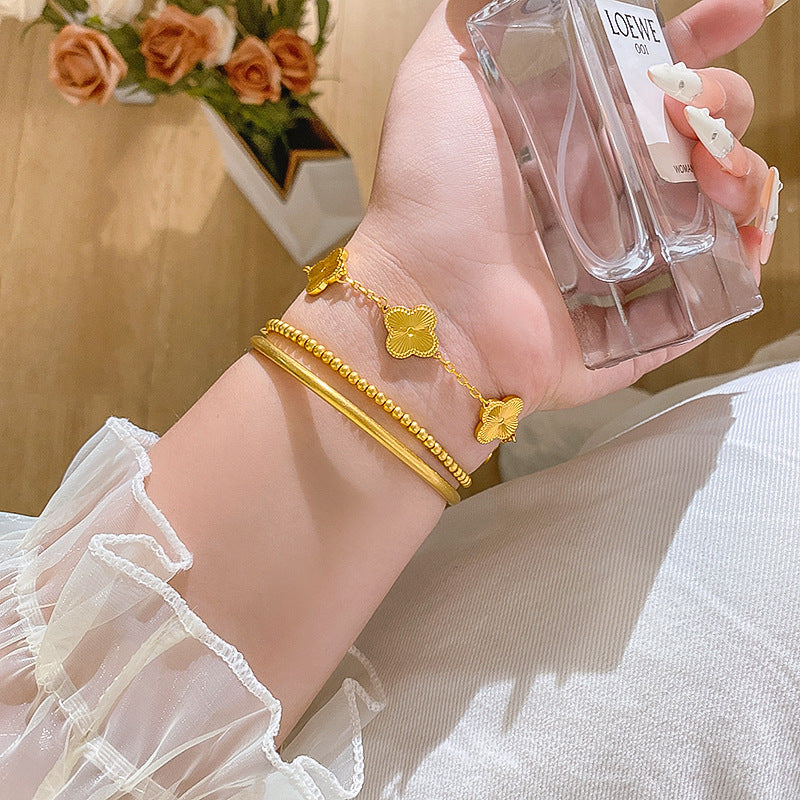 Minimalist Luxury Gold Plated Brass Laser Bracelet for Unisex