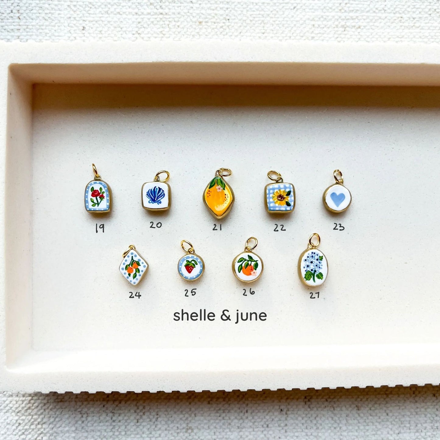 Vintage 18K Gold Plated Cartoon Fruit Drip Oil Brass Charm Bar for Women