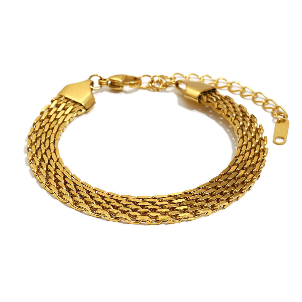 Bracciale geometrico minimalista placcato oro 18 carati in acciaio inossidabile alla moda da donna