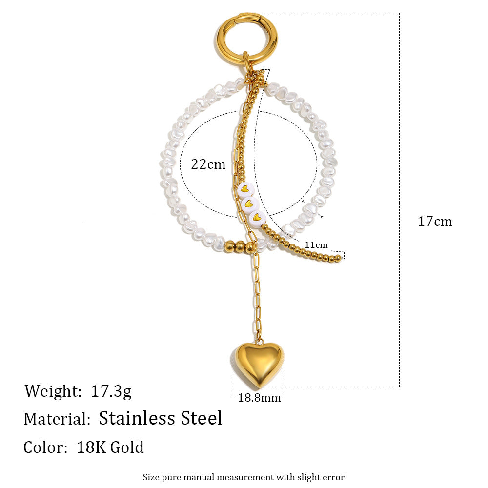 Minimalist 18K Gold Plated Stainless Steel Heart Pendant Bag Charm Keychain