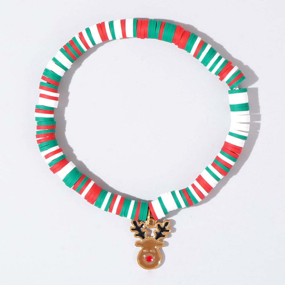 Sweet Handmade Resin Letter Geometric Beaded Bracelet Set Christmas Gift