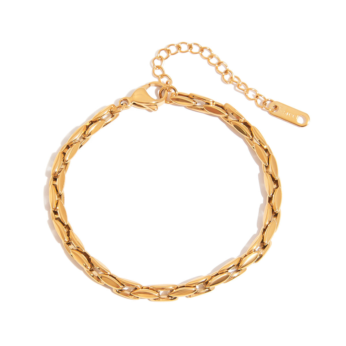 Elegant Minimalist Geometric 18K Gold Plated Stainless Steel Bracelet for Women