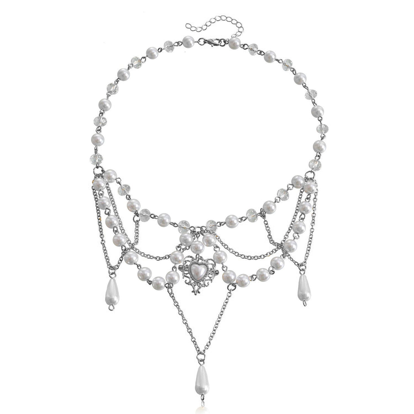 Minimalist Double-Layer Heart Cross Pendant Necklace for Women with Alloy Construction and Electroplated Finish