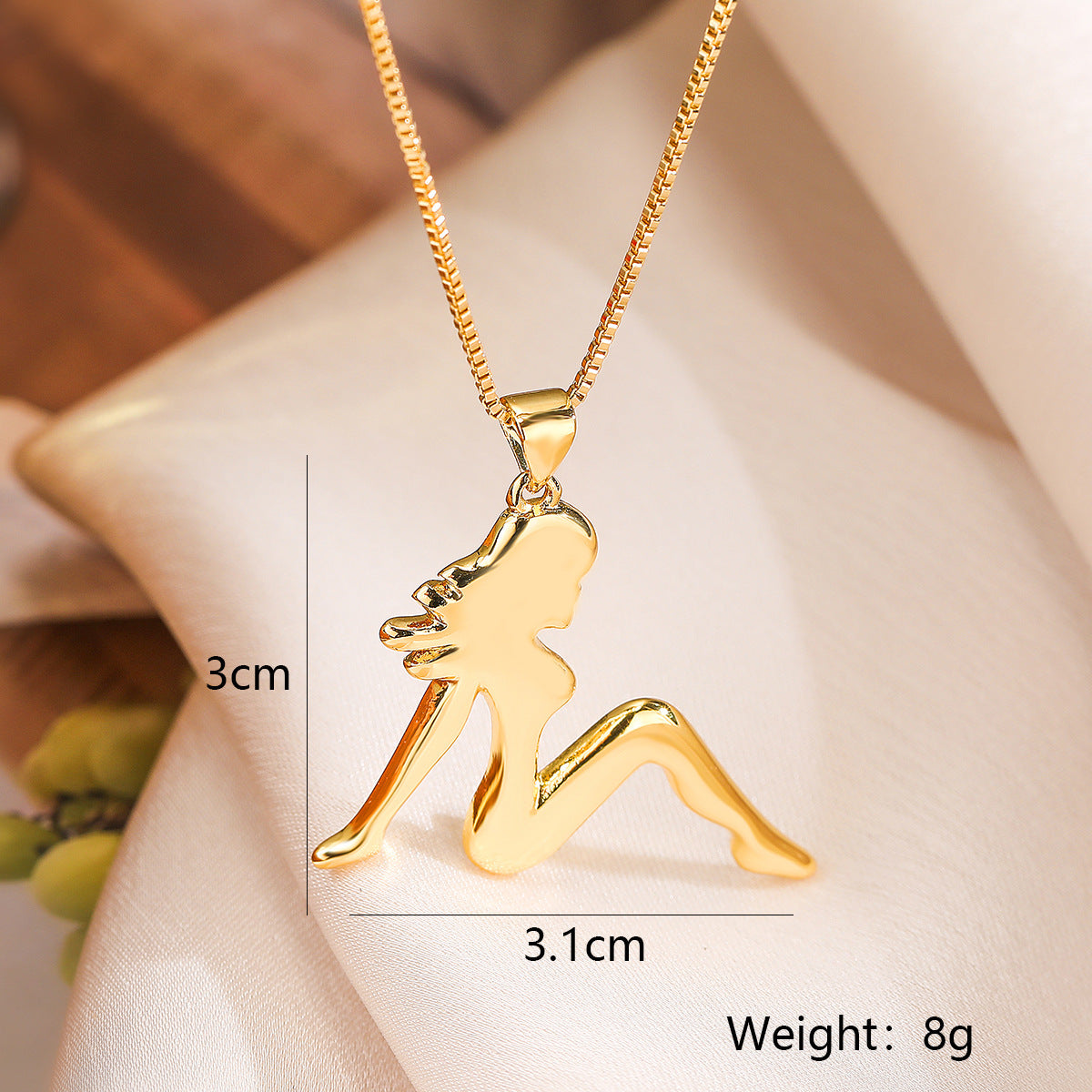 Minimalist Geometric Pendant Necklace for Women with Copper Base Plated in 18K Gold and Zircon Accents
