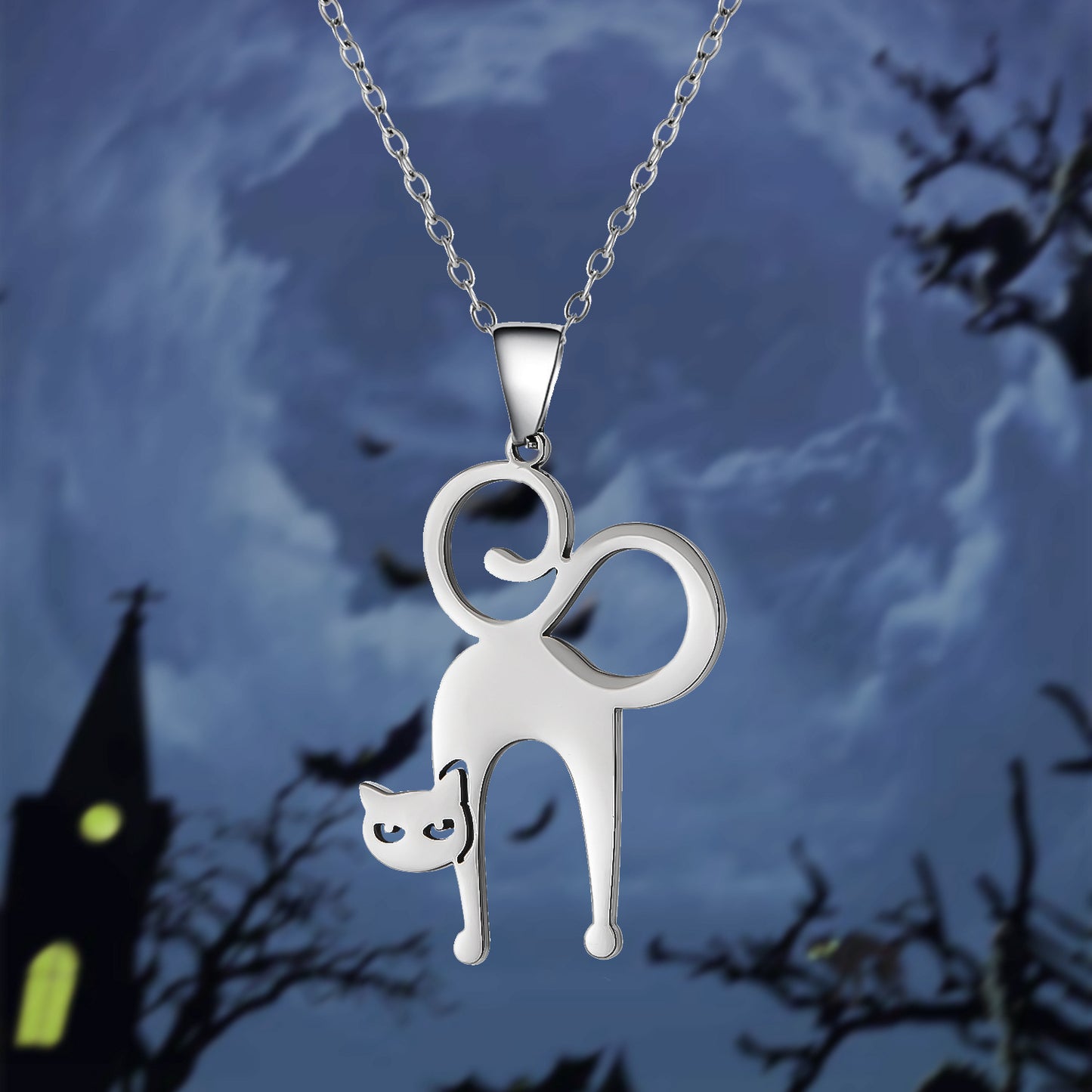 Collar con colgante de fantasma de Halloween con cadena de acero inoxidable, diseño de calabaza y calavera galvanizado, accesorio de moda unisex