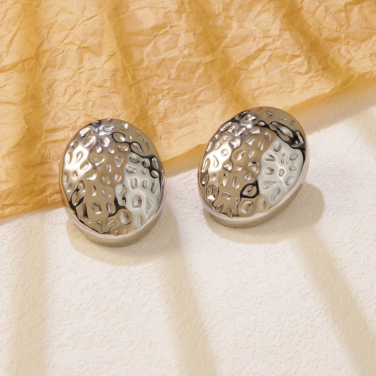 Luxury Geometric Oval Stainless Steel Stud Earrings for Women