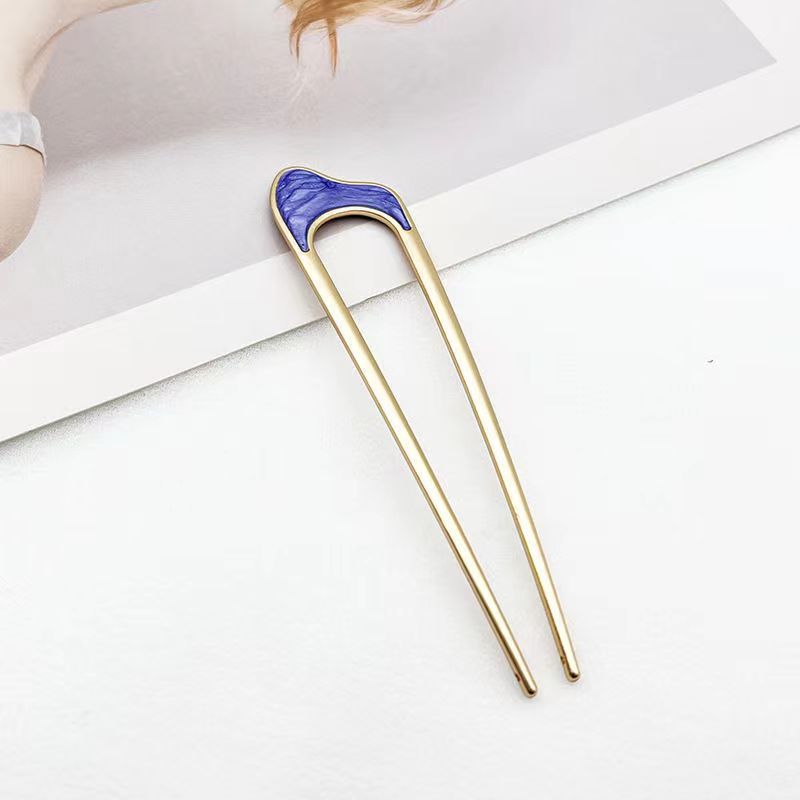Minimalist Geometric Alloy Plated Hair Fork U-Shaped Hair Pin