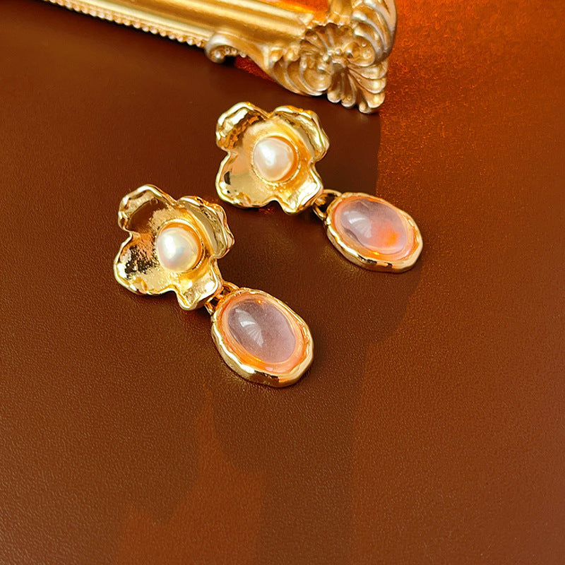 Vintage Geometric Alloy Earrings with Gold-Plated Finish and Stainless Steel Posts for Women