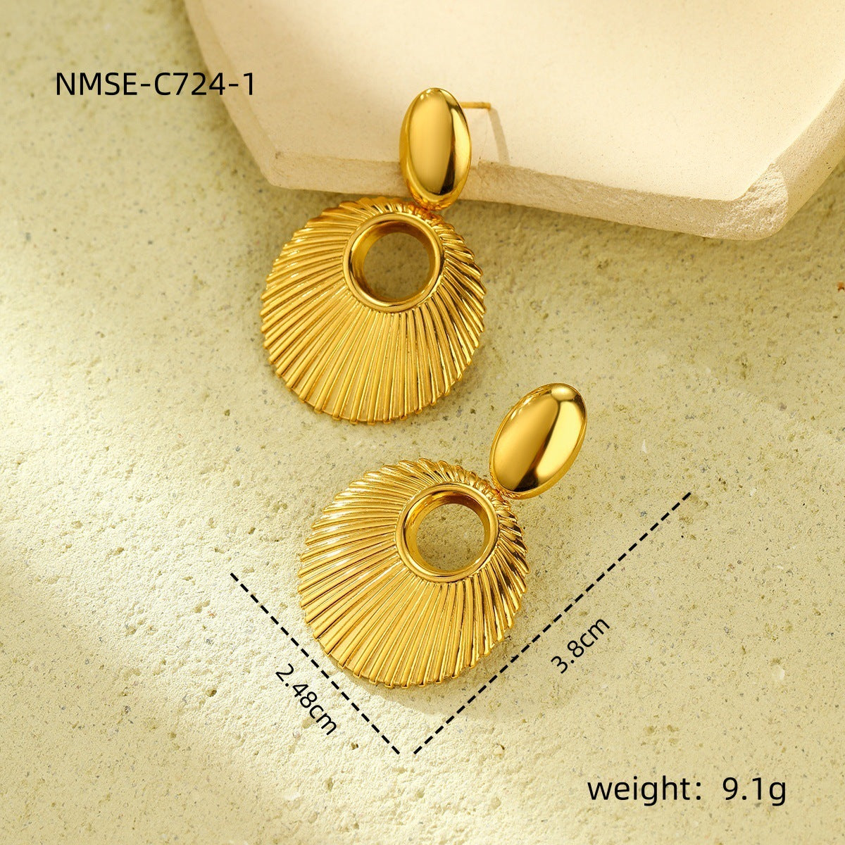 Pendientes redondos minimalistas de acero titanio huecos de moda para mujer con acabado chapado y aspecto lujoso de primera calidad