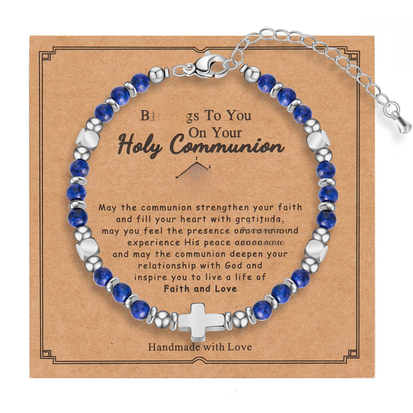 Minimalist Cross Stainless Steel Ball Chain Bracelet with Pink Crystal and Blue Turquoise for Women