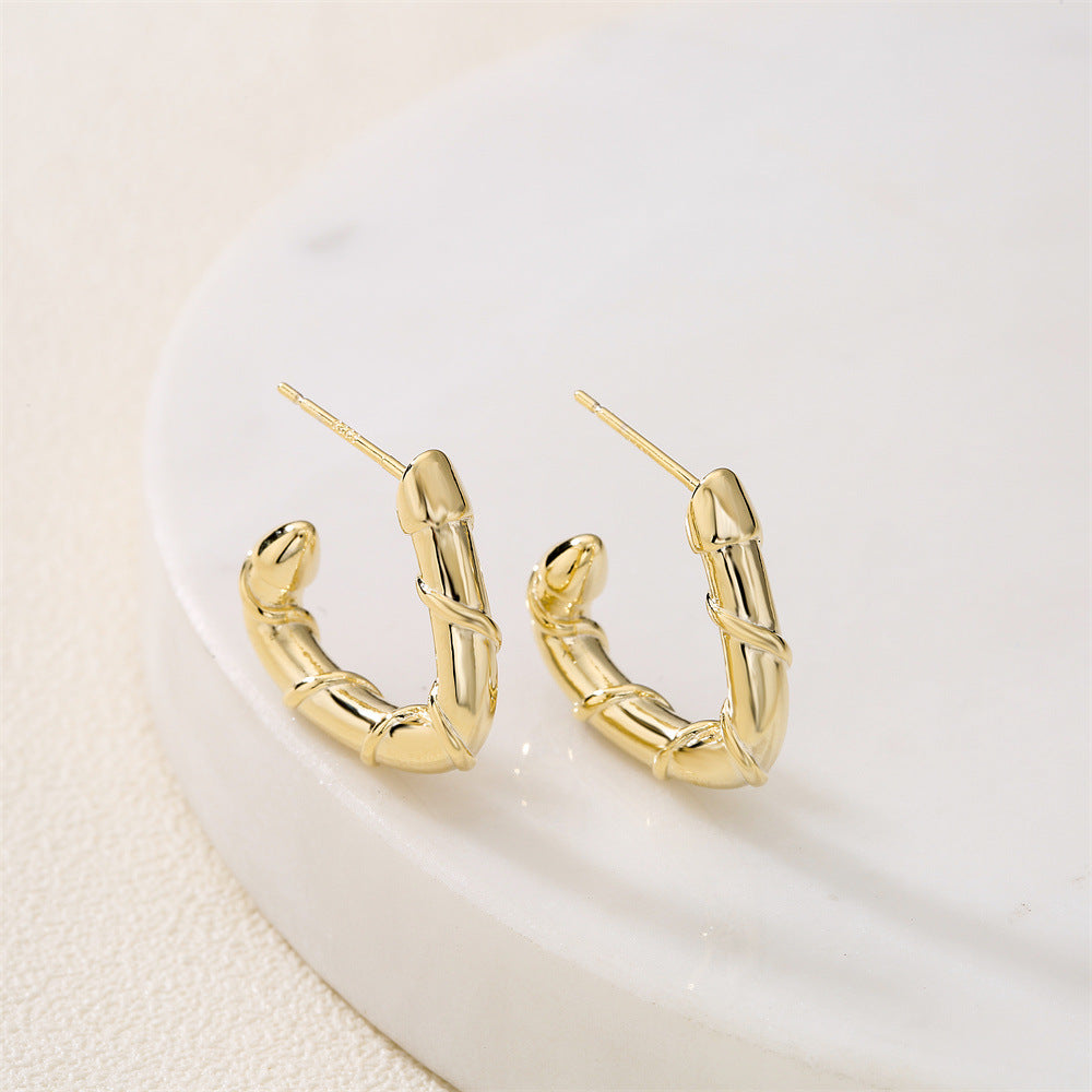14K Gold Plated Geometric Brass Earrings with 925 Sterling Silver Posts for Women