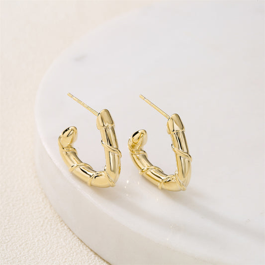 14K Gold Plated Geometric Brass Earrings with 925 Sterling Silver Posts for Women
