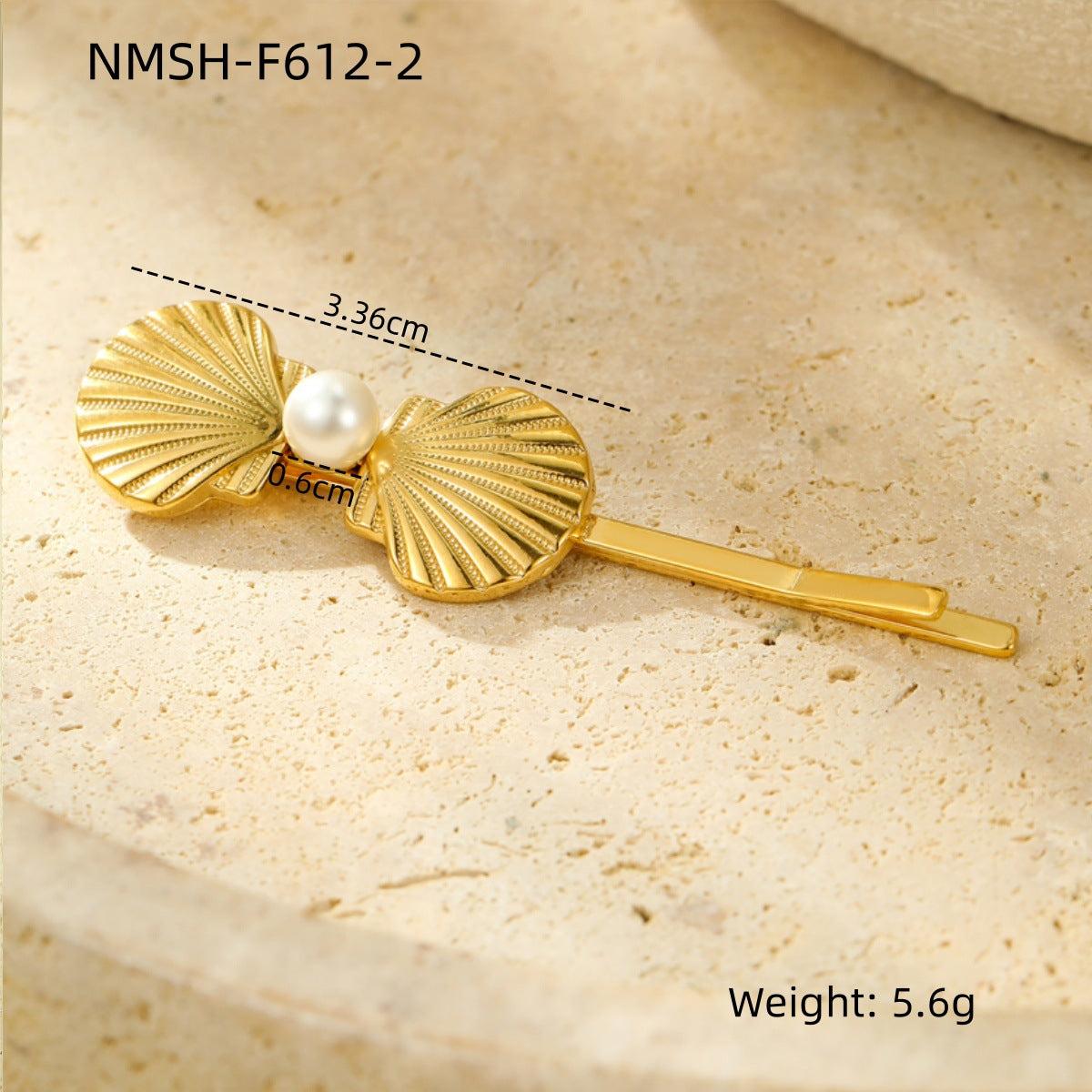 Fashionable Minimalist Shell-Shaped Stainless Steel Hair Clip with Pearl Inlay for Women