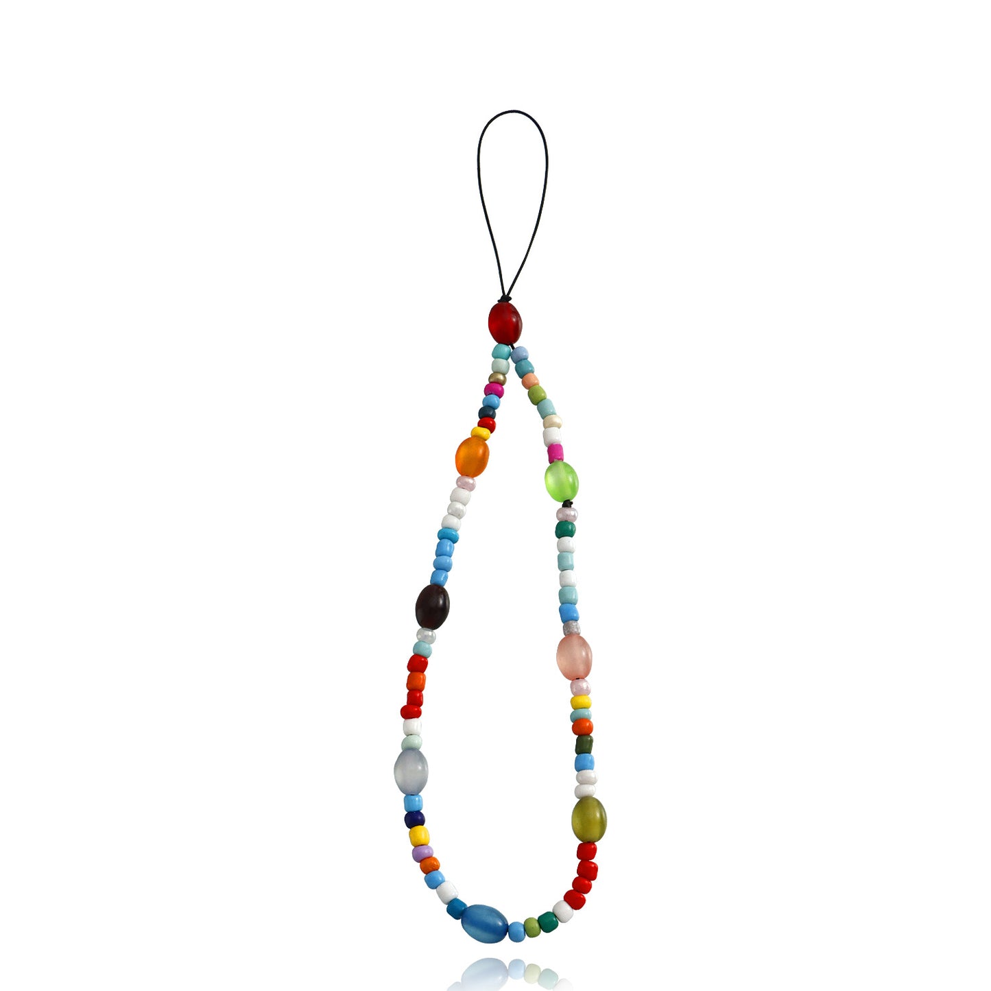 Sweet Oval Alloy Beaded Phone Chain Plated Multi-Color Seed Beads