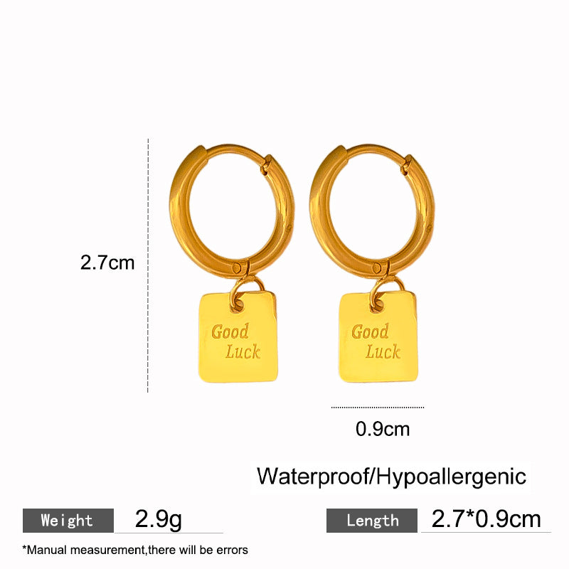 Elegant Titanium Steel Drip Oil Plated Stud Earrings for Women