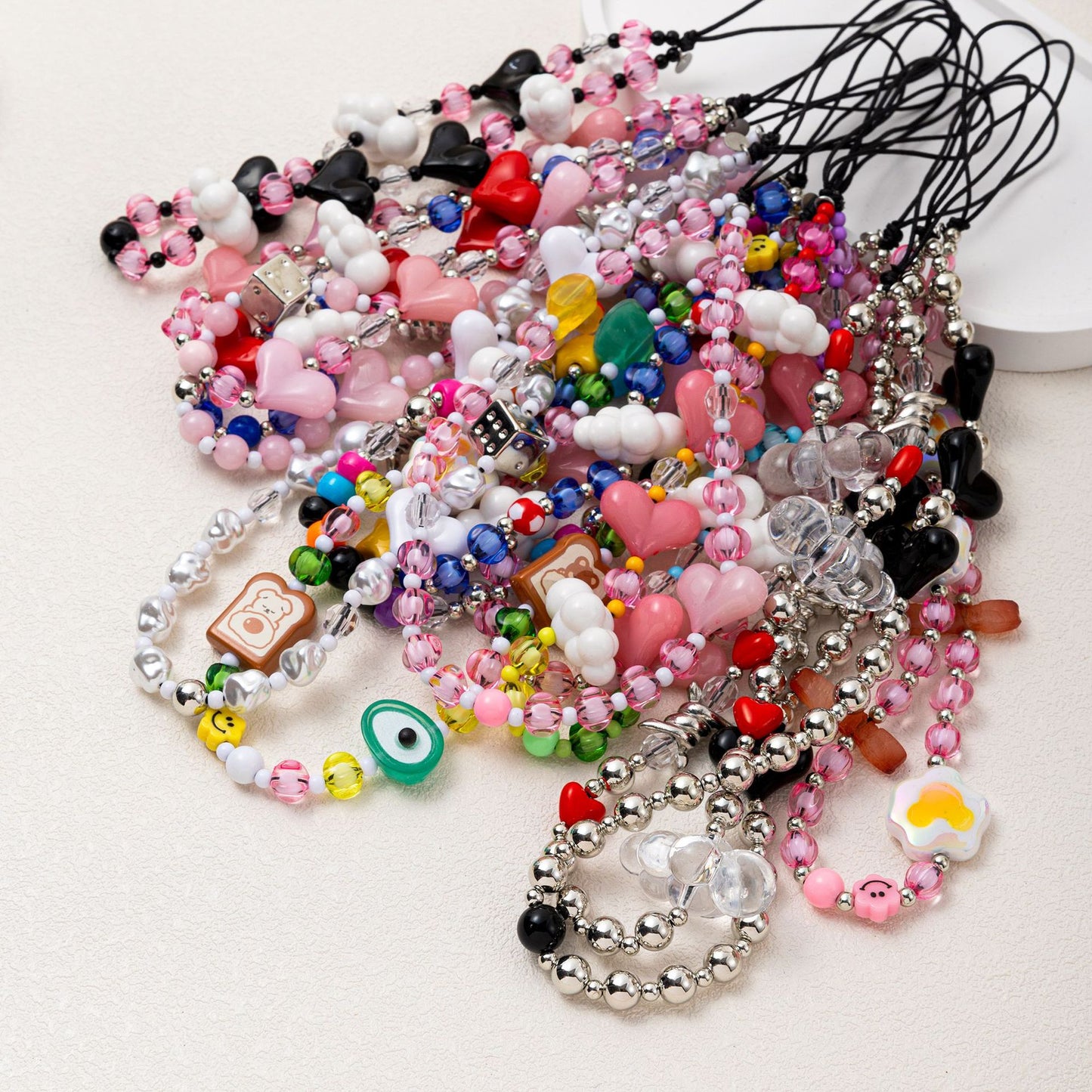 Heart Cloud Acrylic Plated Pendant Charm Chain