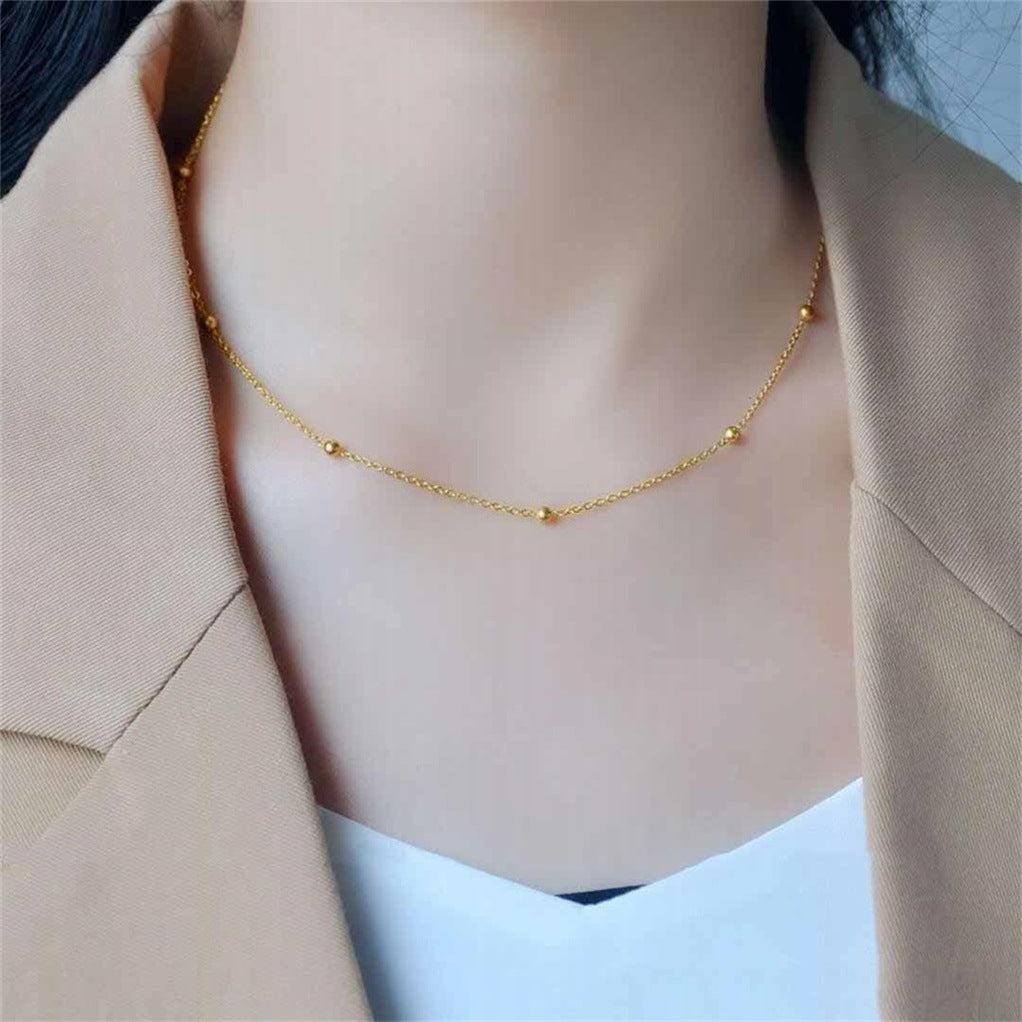 Minimalist Irregular Bean Shape 18K Gold Plated Titanium Steel Necklace