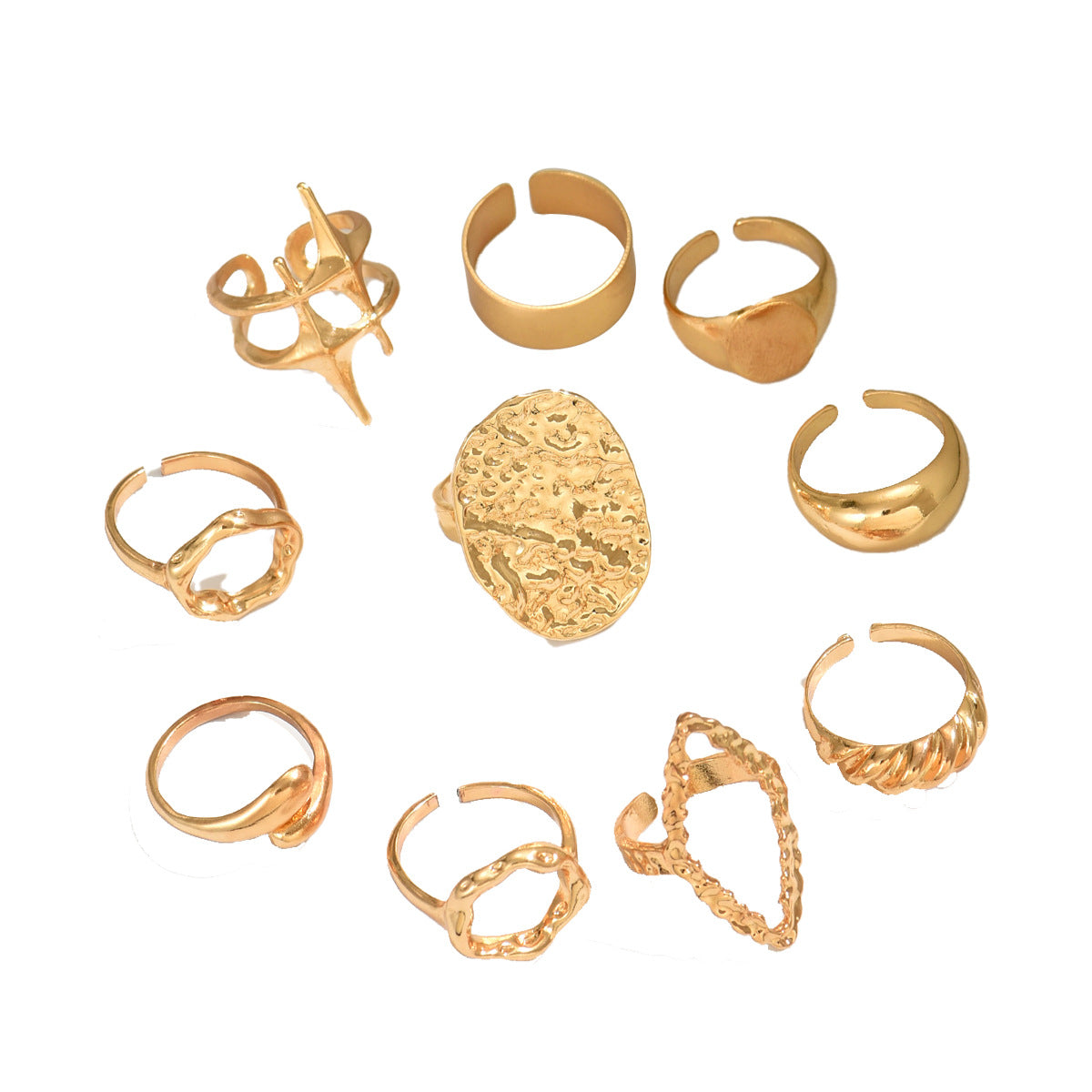 Anillo ajustable geométrico minimalista de aleación de zinc chapado en oro de 18 quilates para mujer