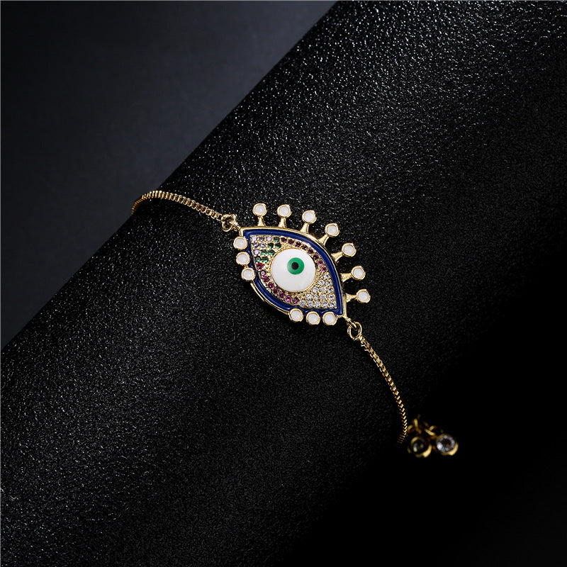 Geometric Brass Inlaid Cubic Zirconia Bracelet for Women