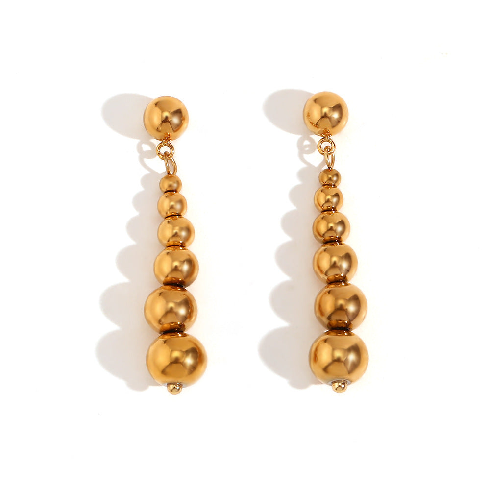 Vintage-Inspired Peanut-Shaped Stainless Steel Earrings with 18K Gold Plating for Women