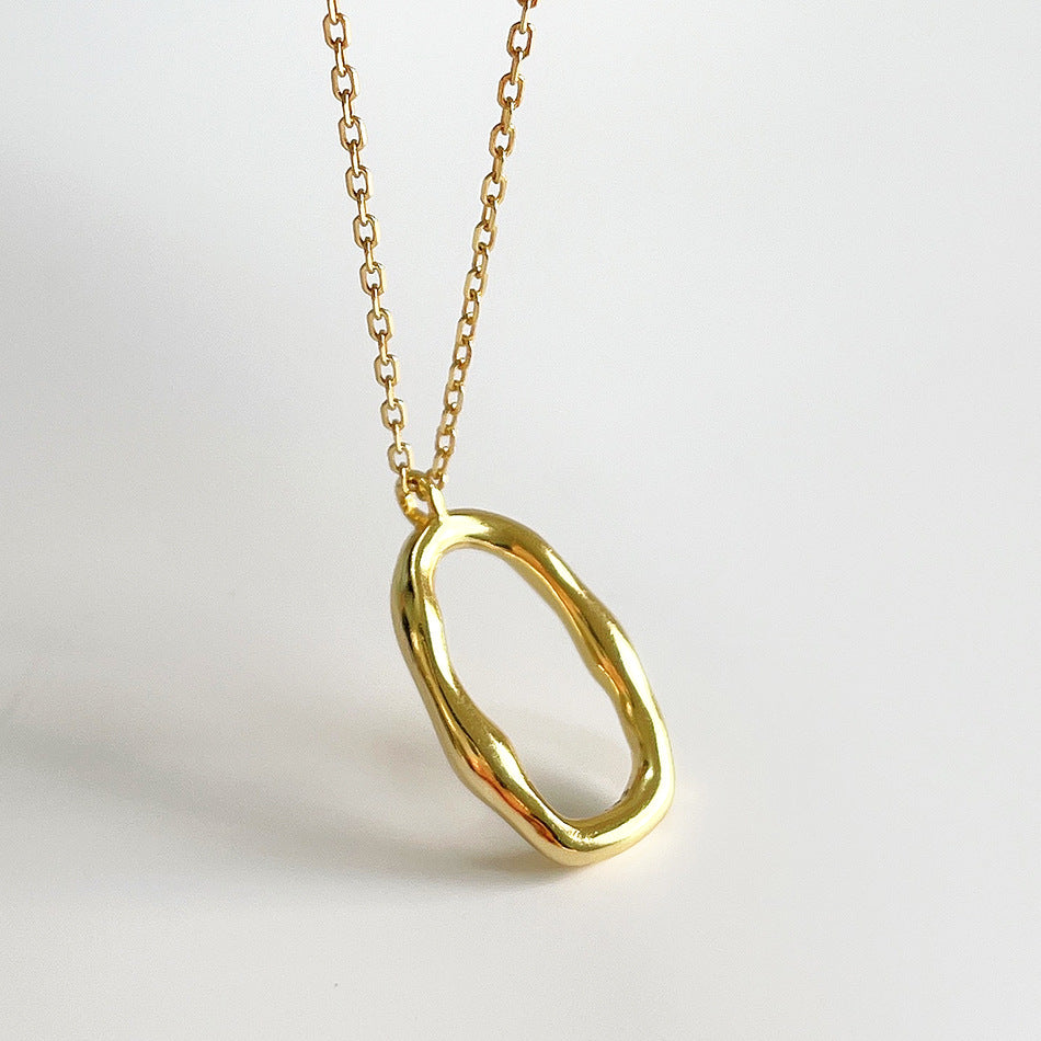 925 Sterling Silver Irregular Geometric Necklace for Women Minimalist Fashion Commuter Jewelry