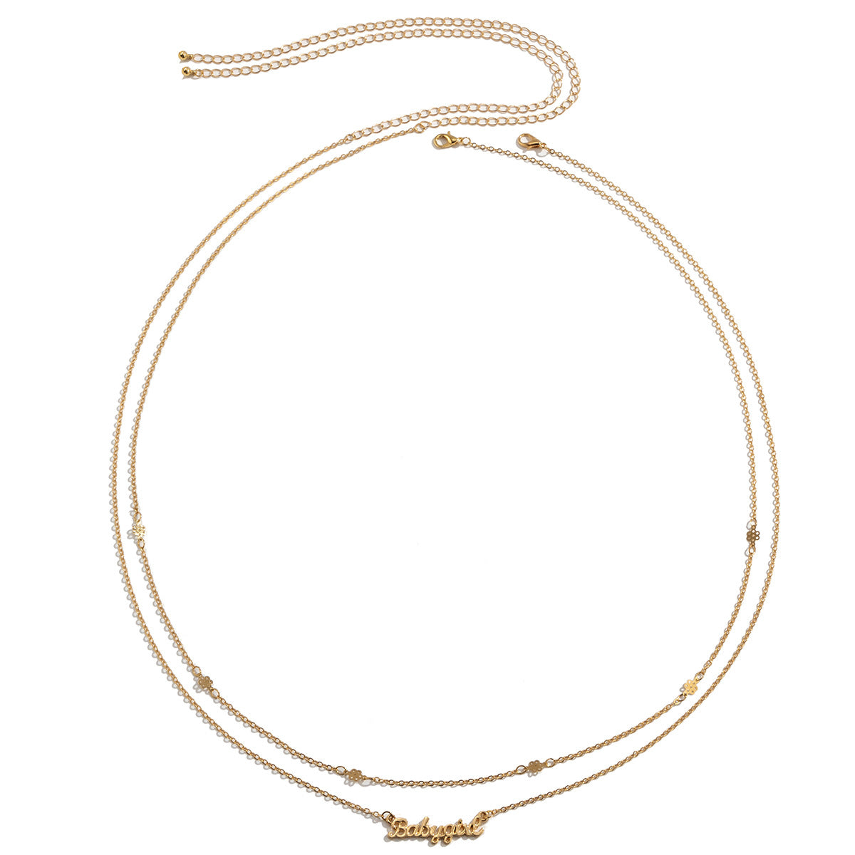 Cadena de cintura minimalista de perlas oceánicas para mujer con diseño calado y broche de langosta en cadena fina de metal