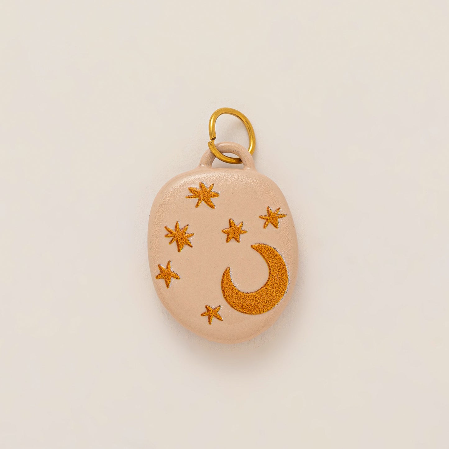 Vintage 18K Gold Plated Stainless Steel Moon Pendant Drip Oil Charm Bar