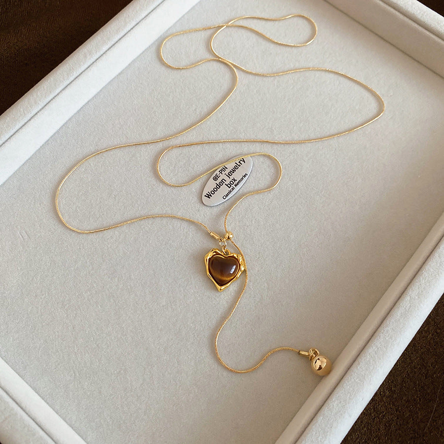Collana con ciondolo geometrico minimalista in rame placcato da donna, catena maglione di lusso leggera