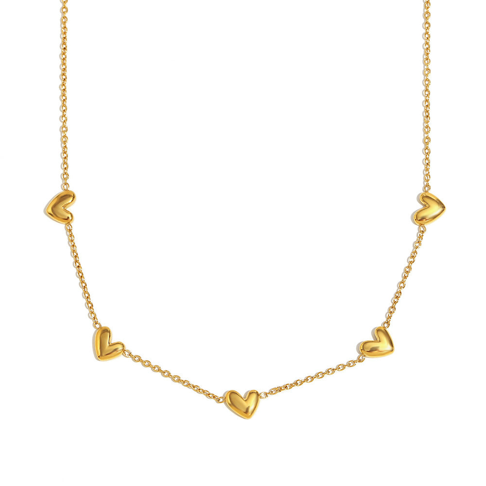 Elegant Geometric Heart Pendant Necklace in Stainless Steel with 18K Gold Plating on O-Chain for Women