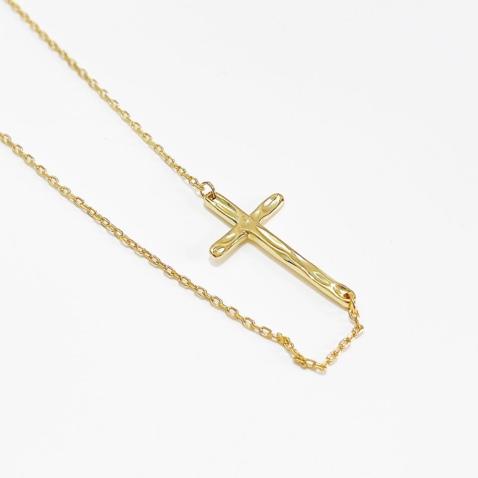 Geometric Cross 925 Sterling Silver Woven Ball Chain Necklace