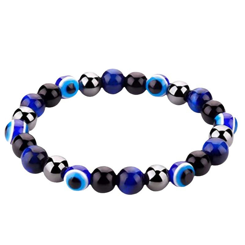 Geometric Obsidian Tiger Eye Beaded Bracelet Unisex Handmade Jewelry