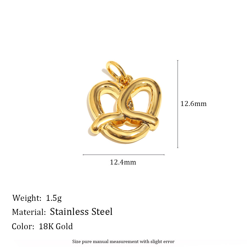 18K Gold Plated Stainless Steel Geometric Donut Charm Bar