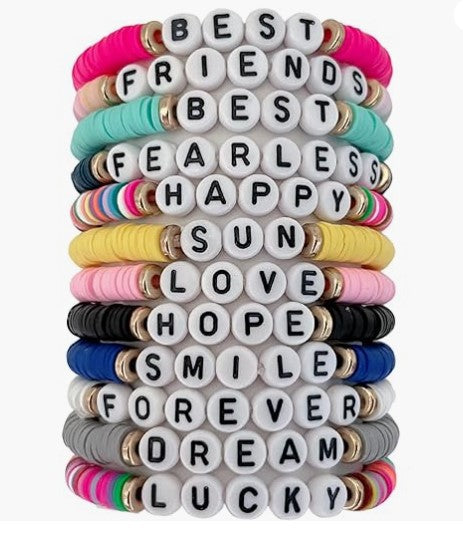 Bohemian Vintage Letter Number Beaded Bracelet Unisex Handmade Layered