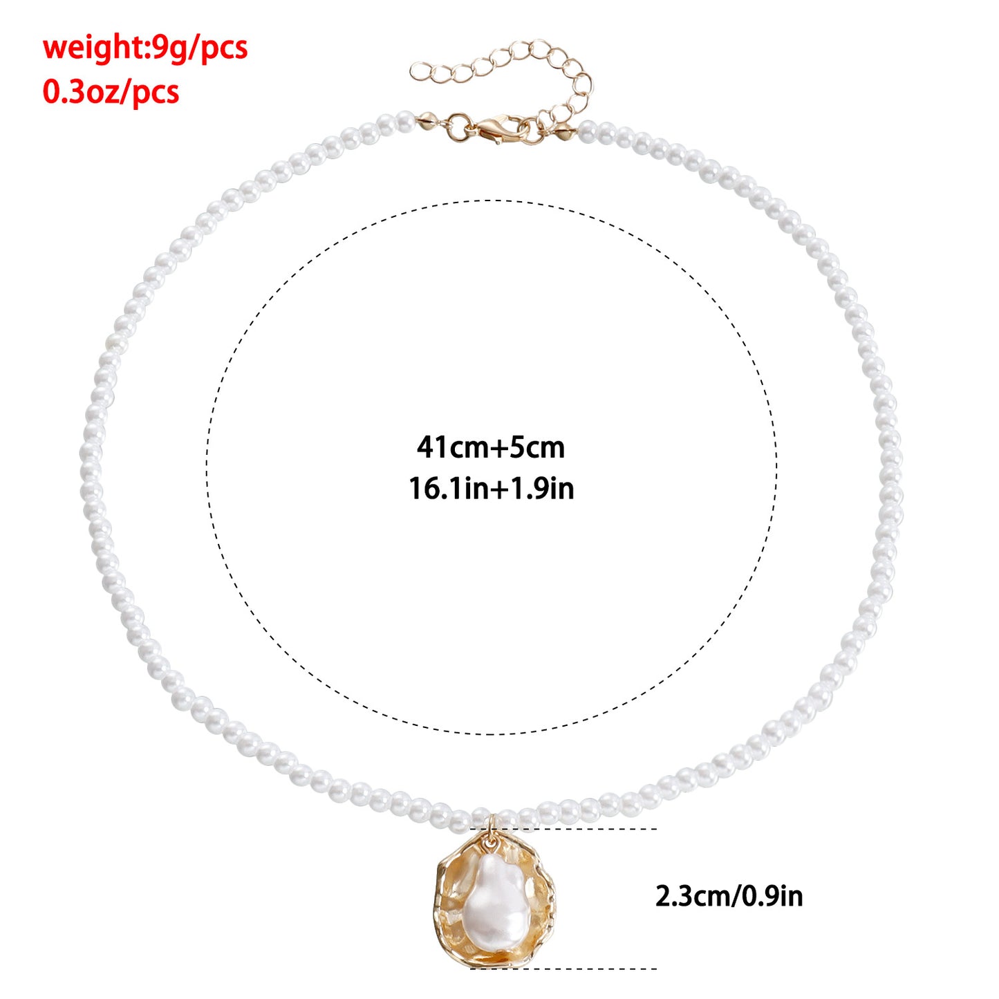 Minimalist Handmade Beaded Necklace for Women with Imitation Pearls Geometric Design Alloy Chain Plated Finish Clavicle Length
