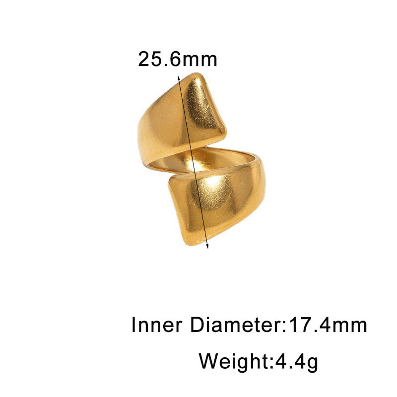 Minimalist Geometric Polished Stainless Steel Open Ring for Women