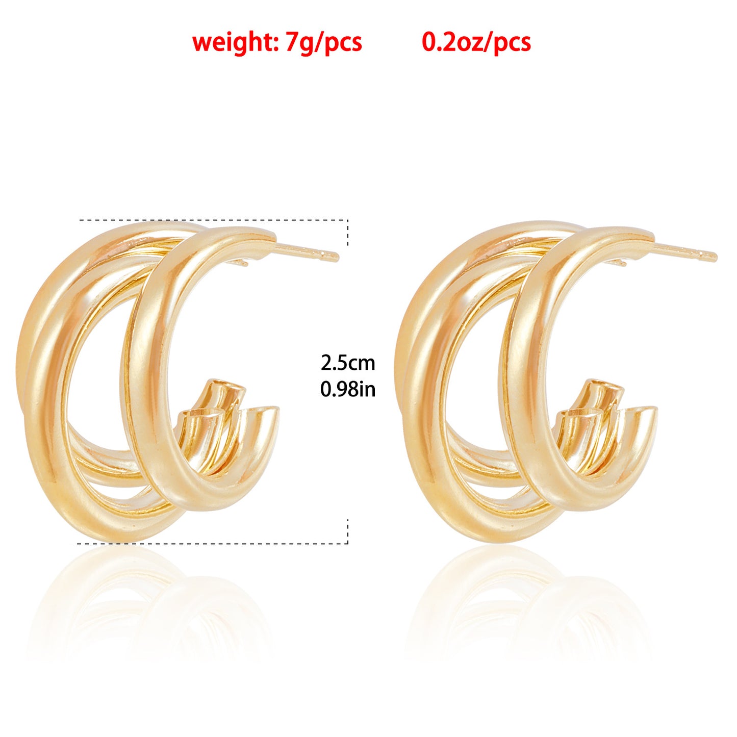 Pendientes de aro de metal en forma de U, minimalistas vintage para mujer con acabado chapado