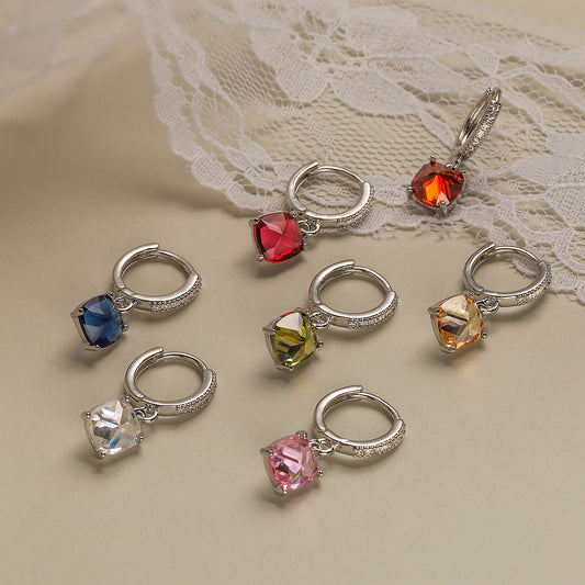 Orecchini da donna geometrici minimalisti in rame con placcatura in oro vero e accenti di zirconi