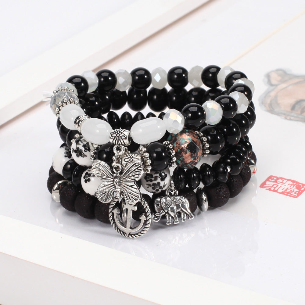 Bohemian Butterfly Floral Natural Stone Bracelet Unisex