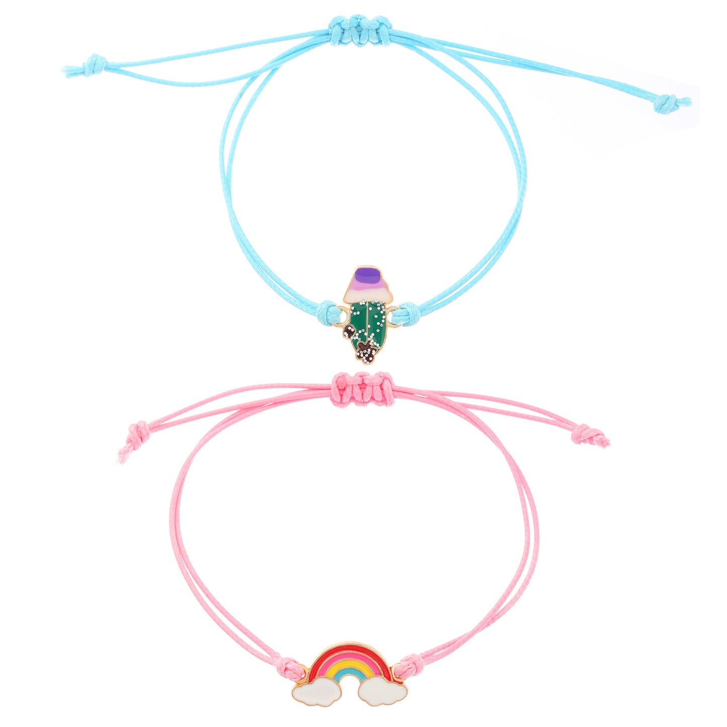 Sweet Heart Star Butterfly Floral Alloy Bracelet Unisex Handmade Woven Cord