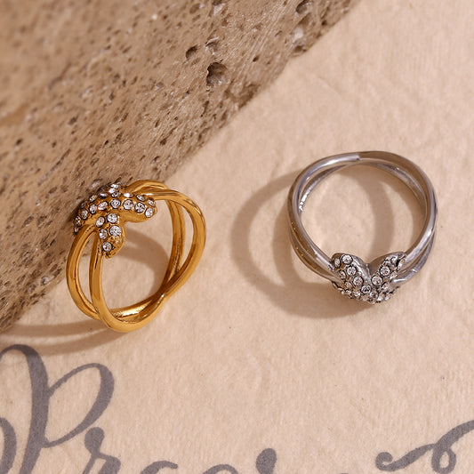 Minimalist Geometric Stainless Steel Ring with 18K Gold Plating for Women