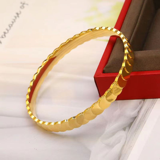 Bracciale ovale geometrico in acciaio al titanio da donna con placcatura in oro 18 carati, ipoallergenico e resistente allo sbiadimento
