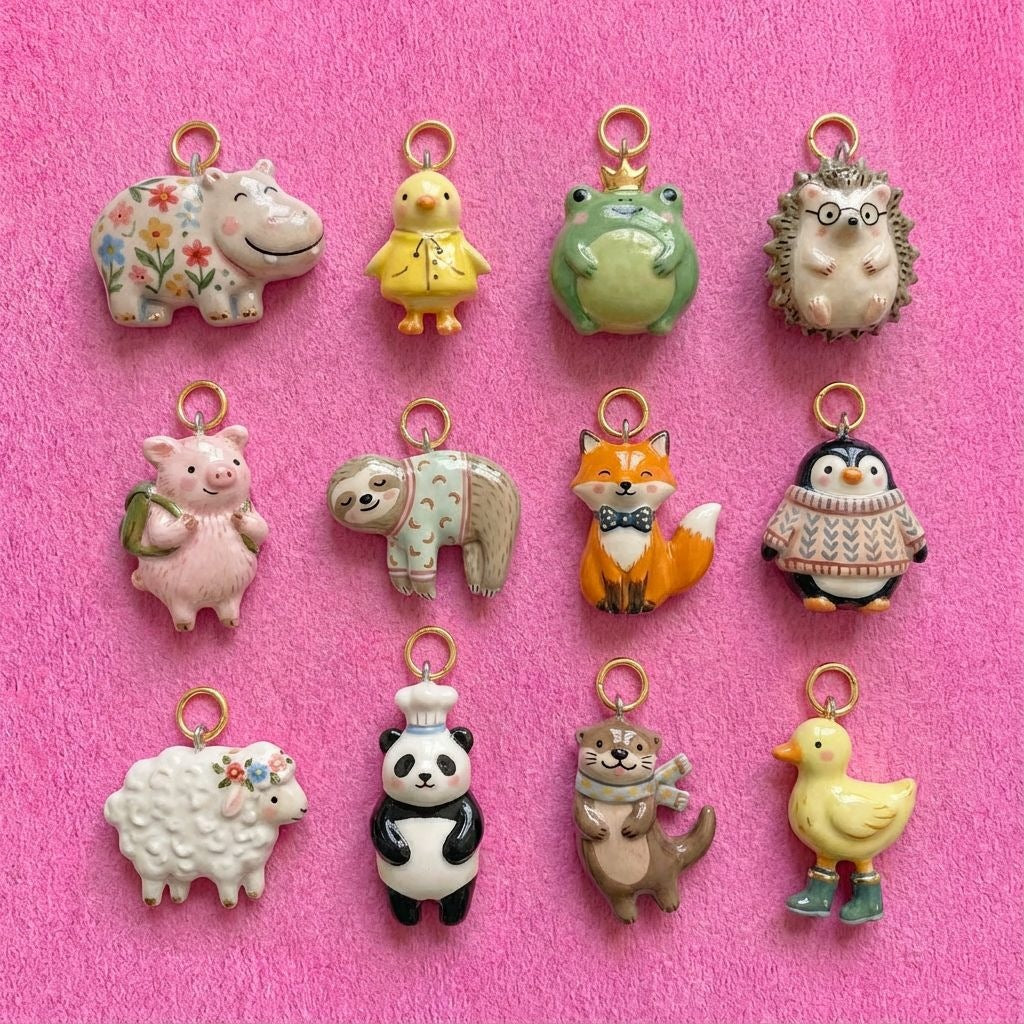 Plated Stainless Steel Animal Charm Bar