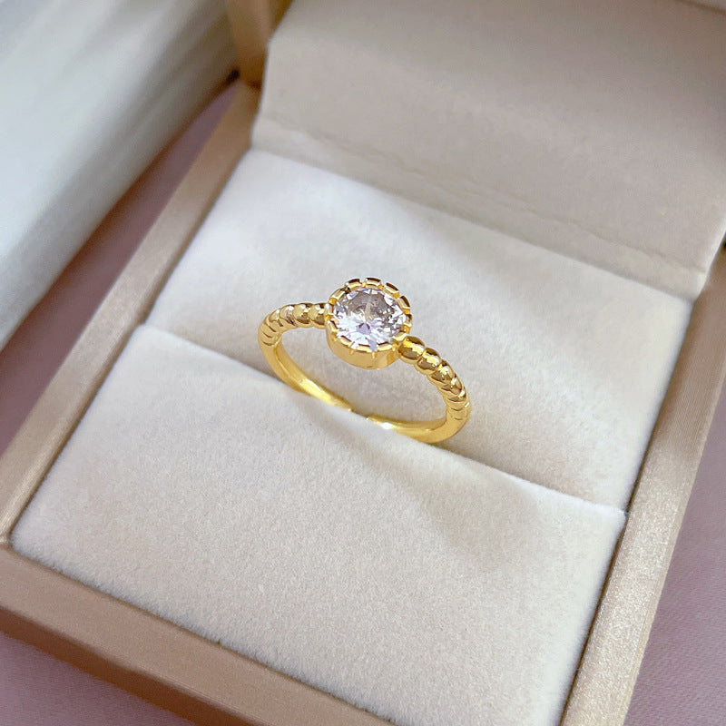 Minimalist Kawaii Fresh and Sweet Crown-Shaped Open Ring for Women Brass Finger Ring