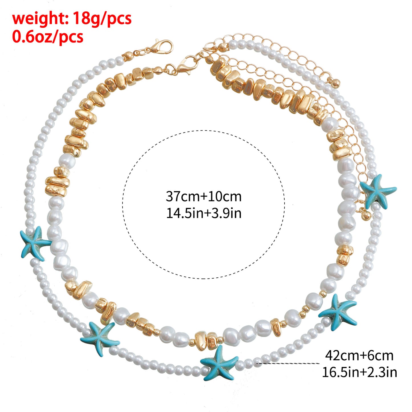 Collana con pendente a stella turchese in stile bohémien da spiaggia con doppio strato di perline e design geometrico da donna