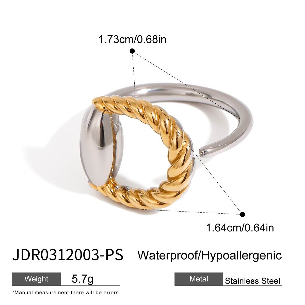 Geometric Plated Stainless Steel Ring for Women